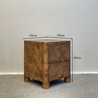 Table d'appoint de salon de style mi-siècle avec minimalisme wabi-sabi, placage de bois en nœud d'arbre, tête de lit, armoire de rangement, personnalisable