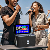 Máquina de Karaoke con Pantalla Táctil, Altavoz Portátil KTV para Exteriores y Hogar, Máquina de Karaoke Portátil con Micrófono Dual