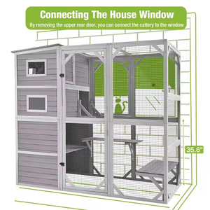 Recinto para gatos al aire libre Casa para gatos grande de madera de lujo Jaula para gatos grande Villa - Product Image 4
