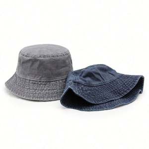 Wholesale Custom Logo Spring <b>Summer</b> Casual Outdoor Blank Washed Cotton Sun <b>Cap</b> <b>Flat</b> Top Adult Unisex Women Bucket Hat - Product Image 3