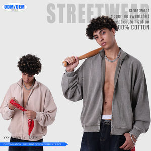 Sudadera de hombre vintage 100% algodón batik con cremallera YKK, cuello alto, técnica de lavado pesado, informal para invierno, digital - Product Image 2