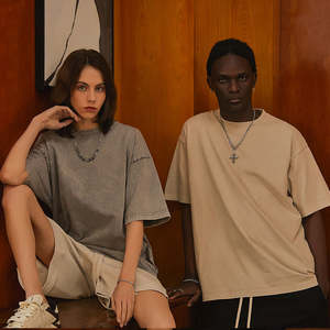 T-shirt en coton pour homme AR8808, vêtements de rue, personnalisé, 250 g/m², vintage, délavé à l'acide, lourd, surdimensionné, t-shirts vierges - Product Image 4