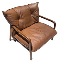 Fauteuil simple en bois massif de fabrication chinoise avec dossier rembourré, fauteuil d'appoint pour salon