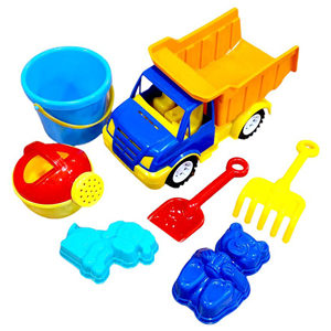 Plastic Kids Beach Tipper Truck Sand Play <b>Set</b> with Bucket Watering Can Shovel Rake Molds - Product Image 1