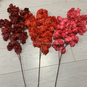 กิ่งซากุระปลอมขายส่ง E-838 สีแดงเบอร์กันดี ชมพูฟิวเซีย ยอดนิยม - Product Image 1