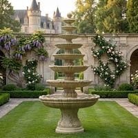 Fontaine d'eau de jardin extérieure luxueuse à 8 niveaux en résine, grande cascade à plusieurs niveaux, décoration paysagère pour cour et patio