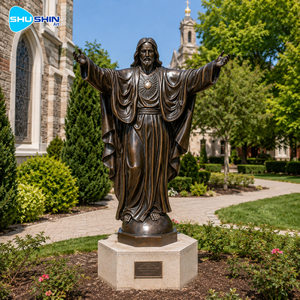Statue de Jésus grandeur nature en bronze, sculpture religieuse pour église, Art chrétien Sacré-Cœur pour Cathédrale et Jardin de Prière, Écologique - Product Image 2