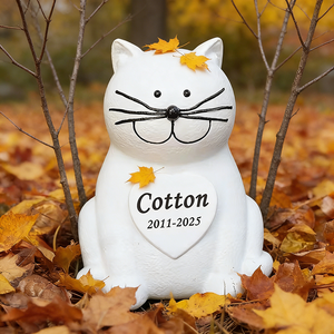 Urna Commemorativa Personalizzata per Animali Domestici, Urna per Ceneri <span class=keywords><strong>di</strong></span> <span class=keywords><strong>Gatto</strong></span> Bianco con Targa a <span class=keywords><strong>Cuore</strong></span> Incisa, Elegante Ricordo per <span class=keywords><strong>Gatto</strong></span> Deceduto - Product Image 3