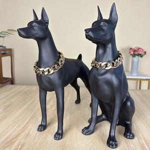 Escultura de Perro <span class=keywords><strong>Doberman</strong></span> de Fibra de Vidrio de Tamaño Real, Estatua <span class=keywords><strong>Grande</strong></span> para Exteriores, Exhibición en Tiendas, Figura Personalizada, Adornos Realistas de Mascotas - Product Image 1