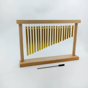 Wholesale 20 Tone <b>Graduated</b> Gold Metal Wind Chime With Wooden <b>Frame</b> Orff Percussion Instrument For Kids Recognition Education - Product Image 3