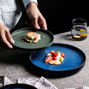Vajilla de Porcelana Azul Hecha a Mano, Vajilla de Gres Duradera que Incluye Tazas, Platos y Tazones - Cerámica de Calidad de Restaurante - Product Image 1