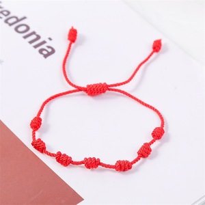 Hot Sale <strong>Hand</strong>-woven Good Luck Amulet Jewelry Bohemian Creative Adjustable 7 Knots Red <strong>String</strong> <strong>Bracelet</strong> - Product Image 3