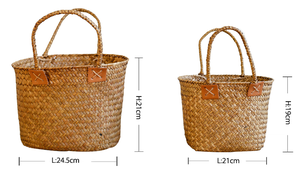 Cesta de Regalo Multifuncional de Jacinto de Agua Ecológica, Cesta de Flores de Paja Hecha a Mano, Rústica, Creativa, Tejida, Portátil, para Organización - Product Image 5