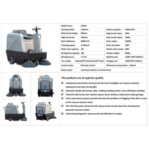 Everlift Ride on <b>Floor</b> Sweeper Machine 1250mm <b>Cleaning</b> Width 6800㎡ H High Efficiency for Warehouse Factory - Product Image 2