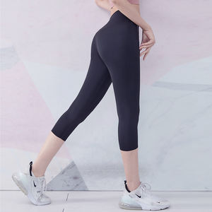 Leggings Push-Up da donna Yoga Activewear senza cuciture pantaloni a vita alta ritagliati Capri Nylon allenamento personalizzato Leggings Capris da corsa - Product Image 3