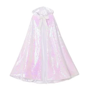 Da principessa per bambini con cappuccio <span class=keywords><strong>mantello</strong></span> con paillettes per ragazze Dress-Up Top per feste di compleanno e Halloween - Product Image 2