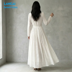 Custom Linen Maxi <strong>Dress</strong> Cut and Sew Women <strong>Long</strong> Sleeve <strong>Boho</strong> <strong>Dress</strong> Manufacturer With OEM ODM Service Provided - Product Image 3