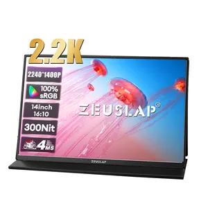 ZEUSLAP 2.2K High Resolution Portable 14-Inch Full HD IPS Laptop Gaming Monitor 60Hz Refresh 16:10 Aspect Ratio