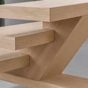 Escalera Flotante Moderna con Diseño en <span class=keywords><strong>Zigzag</strong></span> Central, Peldaños de Roble Macizo, Diseño de Escalones Abiertos, Personalizada para Villas, Lofts y Espacios Comerciales - Product Image 6