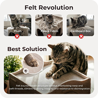 Lit pour chat portable en feutre non tissé carré robuste, grotte fermée pour animaux de compagnie, résistant aux griffures, dôme pour chaton, coussin chaud, pour chats jusqu'à 10 kg, rembourrage en coton