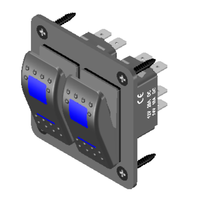 Panneau d'interrupteurs à bascule bleu éclairé à 2 voies, panneau en aluminium pré-câblé avec indicateur LED bleu, idéal pour les bateaux, les camping-cars et les yachts