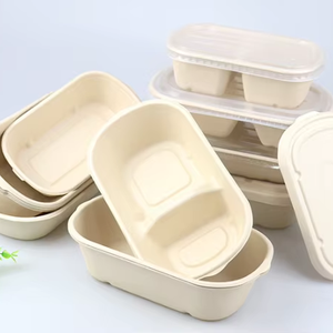 Contenitore per Alimenti in Polpa di Canna <span class=keywords><strong>da</strong></span> Zucchero Ecologico e Inodore, Naturalmente Componibile, per Fast Food, <span class=keywords><strong>Asporto</strong></span> e Imballaggio Commerciale - Product Image 1