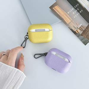 Estuche para Auriculares de Cuero PU con Diseño de Lichi y Hebilla Metálica, Color Sólido, para <span class=keywords><strong>Airpods</strong></span> 1 2 3 4 <span class=keywords><strong>Pro</strong></span> 2 3 - Product Image 6