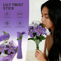 Kit de fleurs de lys en fil de chenille multicolore, tige unique, tous les accessoires inclus, bricolage, fil de chenille en vrac, décoration intérieure ou cadeau