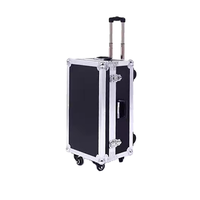 Valise à roulettes en aluminium noir à forte capacité de charge OEM, cadre de vol en aluminium, valise personnalisable, boîte à outils en aluminium