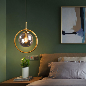Globo di <span class=keywords><strong>vetro</strong></span> luce pendente regolabile altezza oro medie dimensioni LED lampadario <span class=keywords><strong>per</strong></span> sala da pranzo Indoor appeso - Product Image 4
