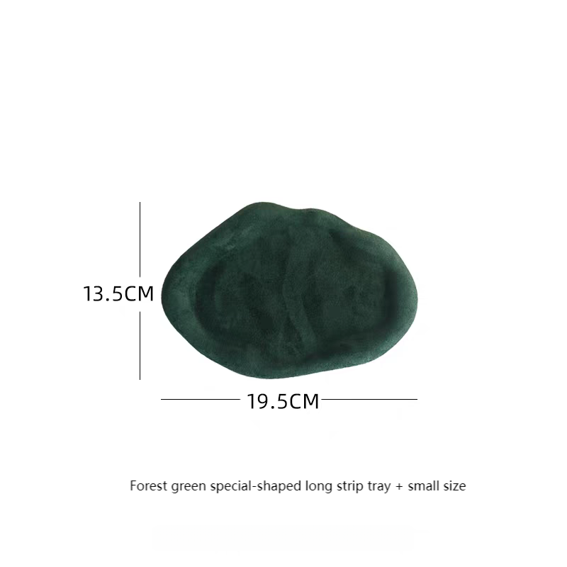 Forest green special-shaped long strip tray + small size