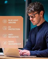 Lunettes de soleil classiques pour le travail sur ordinateur, le bureau et le gaming – Charnière à ressort en métal durable, monture carrée anti-lumière bleue – Modèle haut de gamme