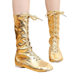 TJ477 Vente en gros Stock bon marché Chaussures de jazz en cuir PU brillant à faible quantité minimale de commande Chaussures de <span class=keywords><strong>danse</strong></span> dorées pour hommes - Product Image 1