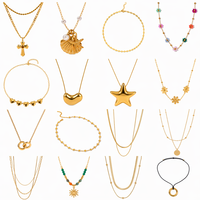 Collar de Lujo para Mujer, Chapado en Oro de 18K PVD, Personalizado, de Acero Inoxidable, con Colgante de Corazón, Sol, Luna, Ángel y Perla, Collares con Dijes Delicados