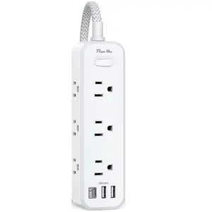 Universal US Standard Wall Mount New 12 Way Outlet with USB charging port Extension Power Strip