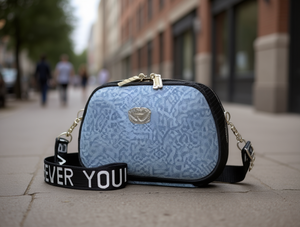 Borsa a Tracolla da Donna in Denim con Chiusura a Cerniera, Motivo Tinta Unita, Stile per Tutte le Stagioni - Product Image 2