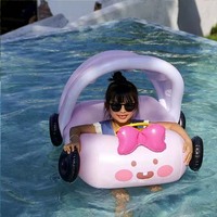 Bouée de piscine gonflable mignonne pour bébé avec auvent détachable bouée de piscine pour bébé anneau de natation nouveau lancement de produit personnalisé en PVC rose