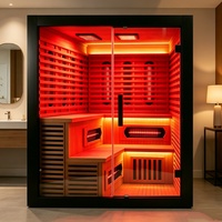 Sauna infrarouge électrique moderne à spectre complet pour 4-5 personnes, en bois massif de pruche, faible EMF, pour salon et cuisine
