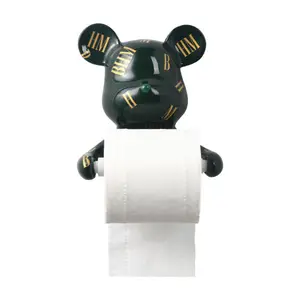 新款创意轻豪华熊纸卷厨房浴室免费冲孔多功能纸巾毛巾架