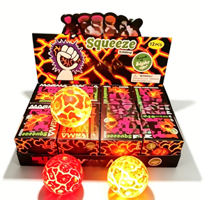 Balle à presser lumineuse Magma Smack, texture de roche volcanique craquelée, jouet sensoriel anti-stress super moelleux en TPR - Product Image 1