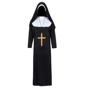 Conjunto de Disfraces de <span class=keywords><strong>Monja</strong></span> y Sacerdote con Collar de Cruz y Accesorios, Atuendos Auténticos para Cosplay de Parejas para Halloween - Product Image 2