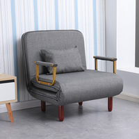 Canapé-lit multifonctionnel pliable en bois avec tissu gris pour salon et chambre à coucher