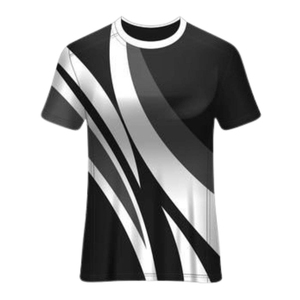 T-shirt de sport pour homme de qualité supérieure, manches courtes, col rond, noir et blanc, vêtements de sport pour la salle de sport, respirant, haut de performance pour l'entraînement - Product Image 1