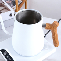 Bouilloire électrique intelligente en acier inoxydable de 1 litre avec bec flexible col de cygne et poignée longue, design moderne et minimaliste pour la préparation de boissons