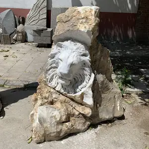 Statue de lion en marbre naturel, grande taille, décoration Antique, sculpture d'extérieur