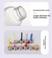 Bouteille de sport en verre réutilisable avec sangle de transport en coton, couvercle en bambou naturel, gobelet à eau en verre portable pour les voyages en plein air, logo personnalisé