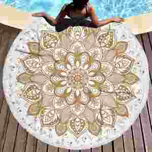 Toalla de Playa Redonda de Microfibra Súper Absorbente para Natación y Baño en Verano, Transpirable y Extra Gruesa - Product Image 1