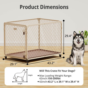 <strong>Dog</strong> <strong>Crate</strong> for <strong>Large</strong> XL <strong>Large</strong> <strong>Dogs</strong> up to 200 Lbs Indoor/Outdoor Use 4 Lockable Wheels Durable Metal Construction Plastic Tray - Product Image 5