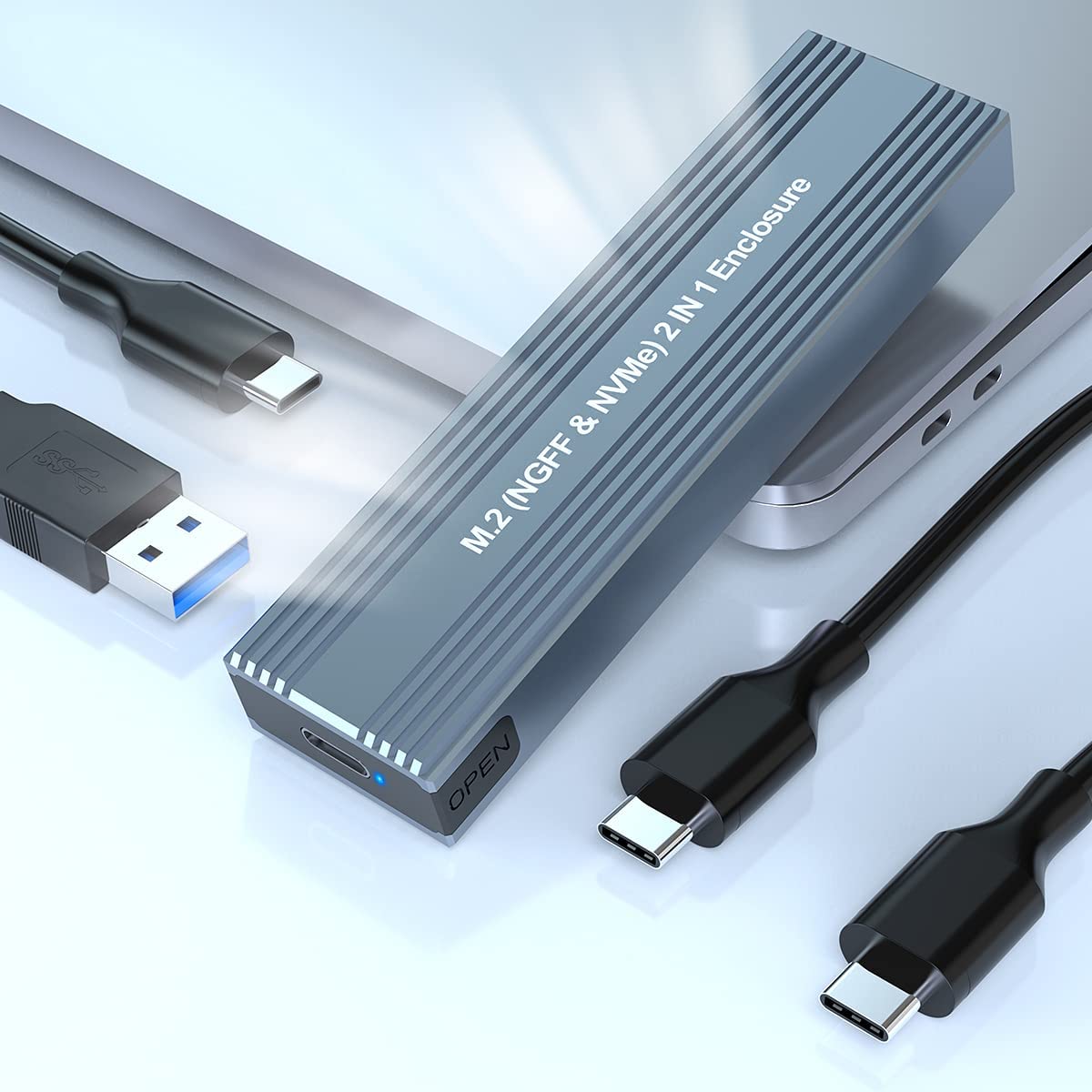 10 1.75gbps ثنائي بروتوكول USB 3.2 M.2 NVME الضميمة محول SATA NGFF USB3.1 GEN2 القرص الصلب SSD محرك حالة