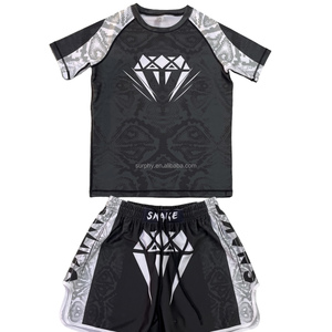 Set Kaos Rajut Pria Desain Terbaru 2026 untuk BJJ & Wrestling + Celana Pendek, Cetak Digital, 2 Pcs, Seragam MMA, Pakaian Bela Diri - Product Image 2